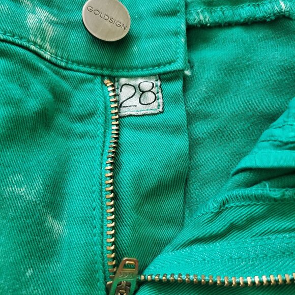 Goldsign Glam Women's ankle Bleached green 5 pockets denim Jeans Size 28 NWOT - Picture 3 of 15